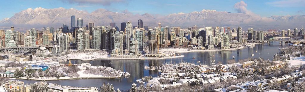 Vancouver city with snow landscape